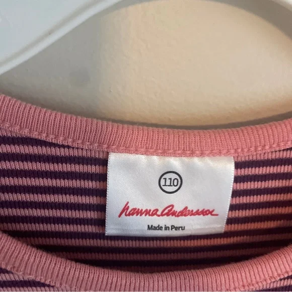 2 HANNA ANDERSSON 110 Girl Size 5 DRESSES Long Sleeve Pink Stripe Rainbow Cotton
